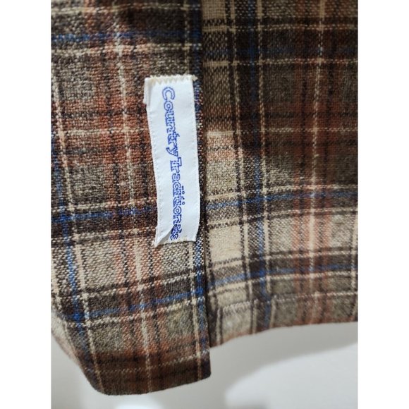 Vintage 1960 60s Pendleton Wool Board Flannel Plaid Loop Collar Flap Pockets L - Picture 5 of 8